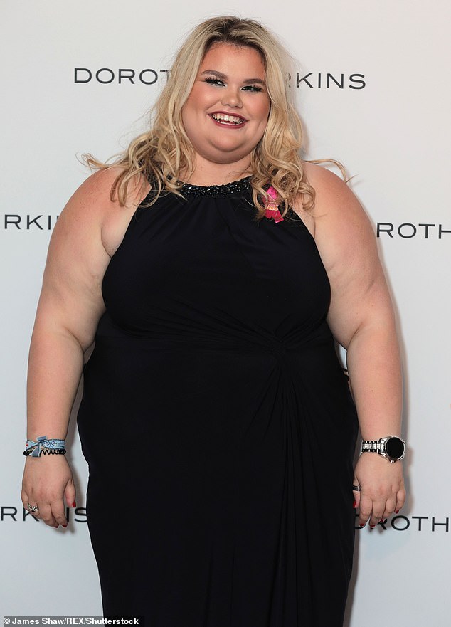 The TV star, 25, previously revealed she had dropped three dress sizes in a year as she shared a comparison snap (seen in 2018)
