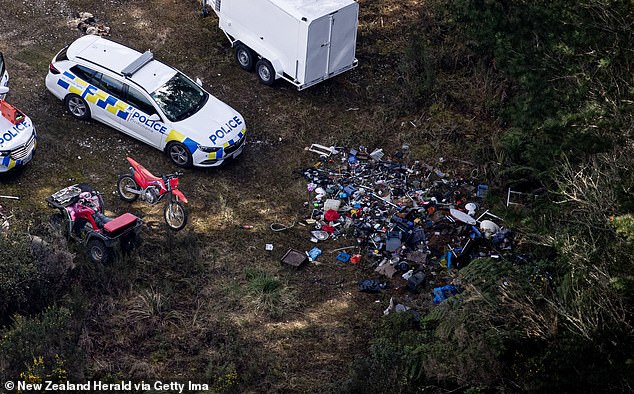 Police have gathered items at a site off Te Anga Road, near Waitomo, where slain fugitive Tom Phillips and his three children had been hiding