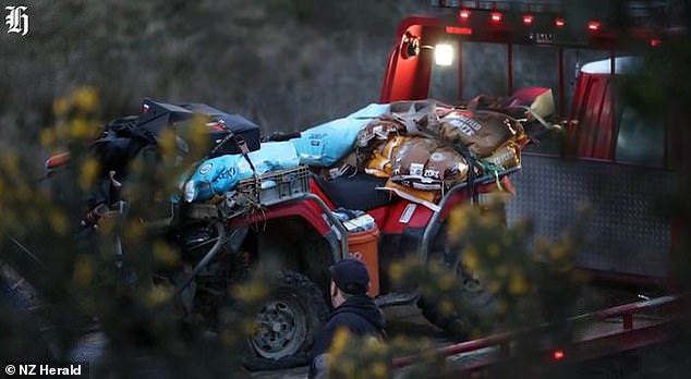 Tom Phillips' quad bike (pictured) was stocked with animal food when it was towed from the scene of the deadly shootout on Tuesday