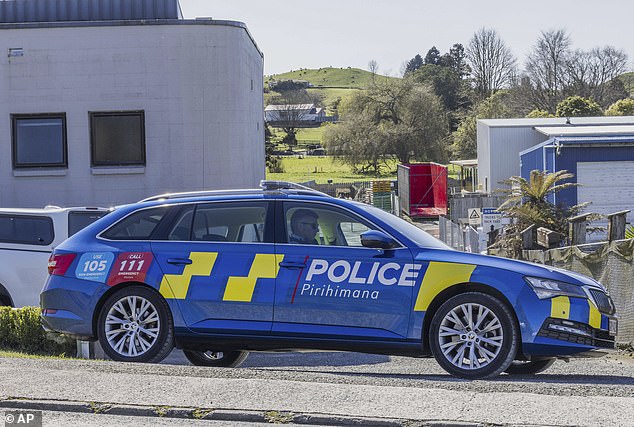 Police at the scene in Piopio on Monday, which ended in the fatal shooting of Tom Phillips