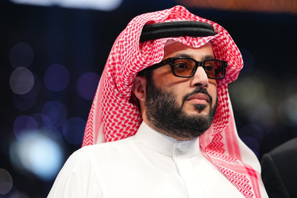 LAS VEGAS, NEVADA - SEPTEMBER 13: Turki Al-Sheikh attends the Undisputed & Ring Magazine Super Middleweight Championship at Allegiant Stadium on September 13, 2025 in Las Vegas, Nevada. (Photo by Chris Unger/TKO Worldwide LLC via Getty Images)