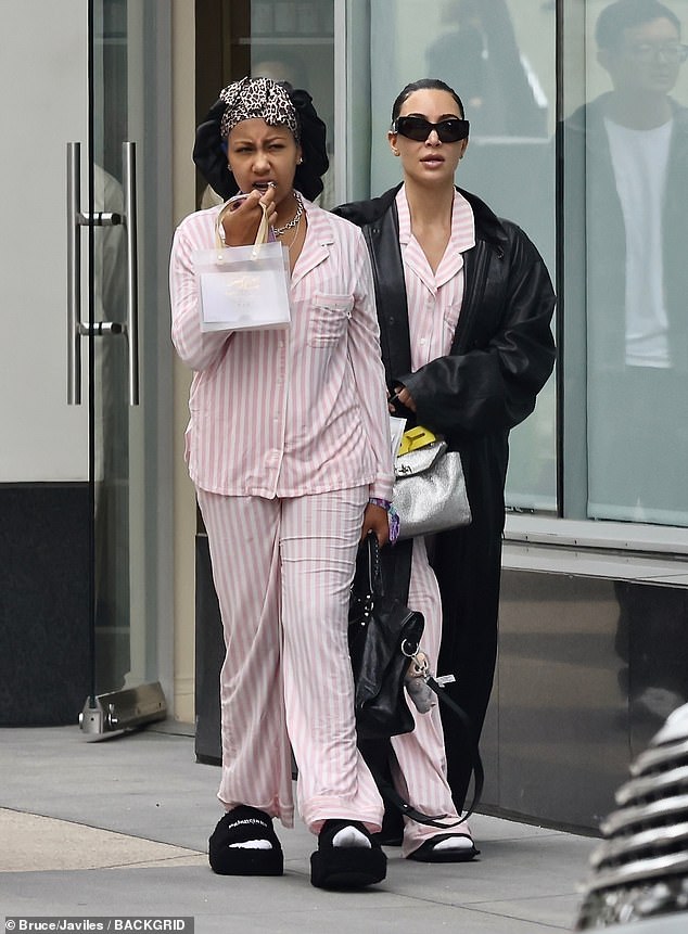 Kim Kardashian and her daughter North West spotted with a Labubu doll attached to a handbag