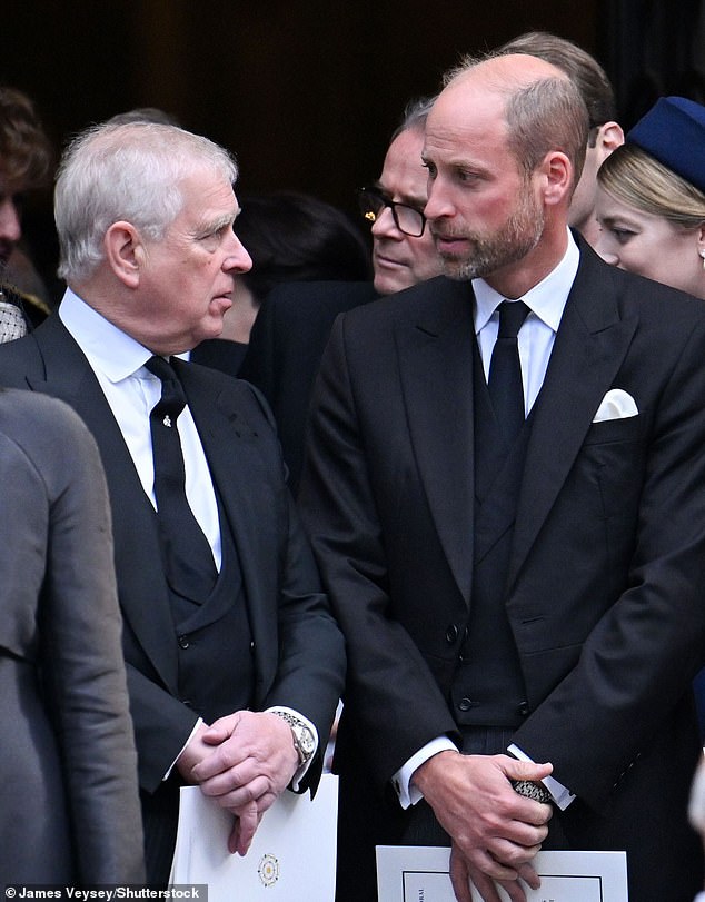 The disgraced Duke of York tried to engage in conversation with his nephew after the pair paid tribute to Katharine Kent in a service at Westminster Cathedral