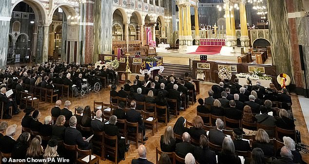 Prince Andrew was sat in the front row, on the right hand side with Fergie. King Charles, Prince William and Catherine were in the front row of the middle block