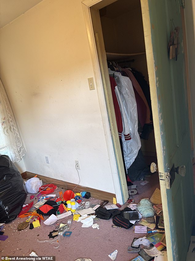 The landlord found the first baby in an upstairs closet (pictured: where the baby was found)