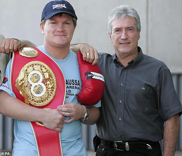 Hatton with his father Ray after a press conference in Manchester in September 2005