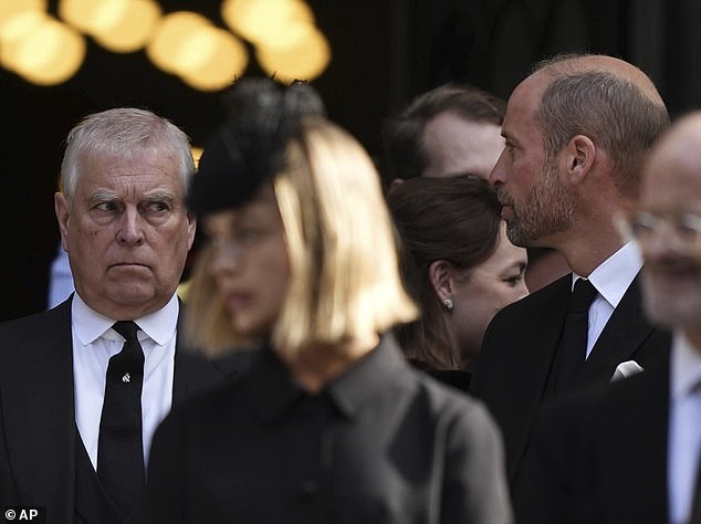 Andrew could be seen muttering a few words to William, who appears to decline to engage in the conversation and only gives a brief nod in response
