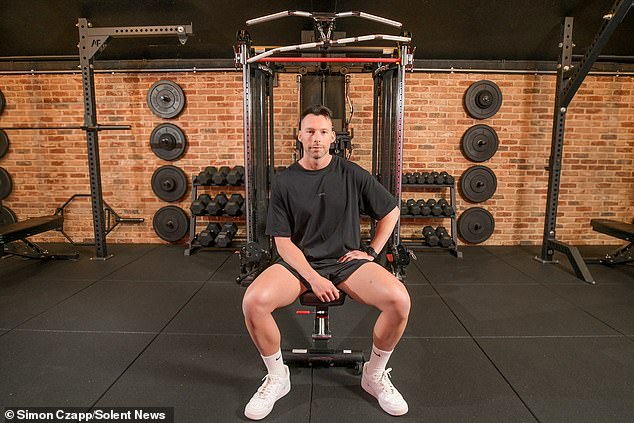 Mr Jepson is pictured in his gym that he runs from his garden in Dibden Purlieu