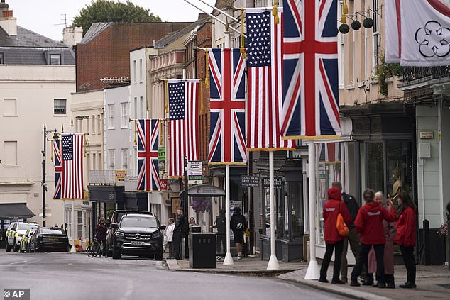 Scenes outside Windsor Castle this morning as President Trump's state visit begins