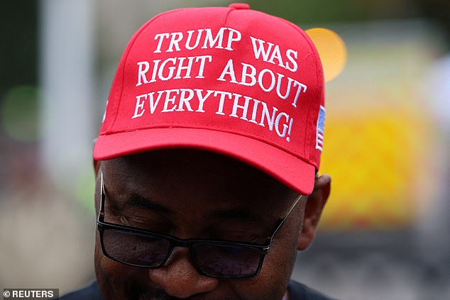 Trump supporter Augustine Chukwuma Obodo outside Windsor Castle this morning