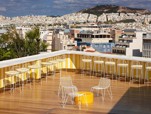 The Brown Acropol's terrace offers great views out to the Acropolis and over the city