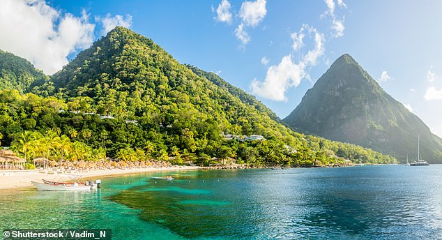 Enjoy the views of the lush and green volcanic Pitons, even if you can't face trekking up them
