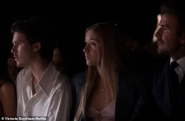 Her main goal as Victoria muses is simply 'I want my kids and David to be proud of me' (son Cruz, daughter Harper and David pictured)