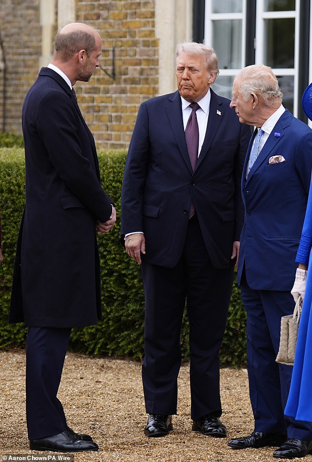 The Prince of Wales (left) and King Charles III (right) with US President Donald Trump today