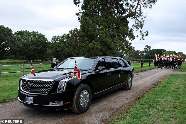 The presidential limousine, also called The Beast, follows the carriage procession today