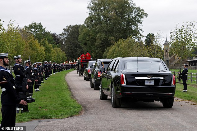The presidential limousine, also called The Beast, follows the carriage procession today