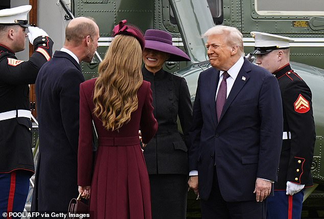 The Prince and Princess of Wales receive Donald Trump and Melania Trump in Windsor today