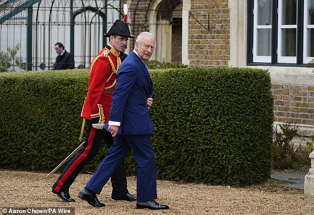 King Charles III ahead of the arrival of US President Donald Trump in Windsor this afternoon