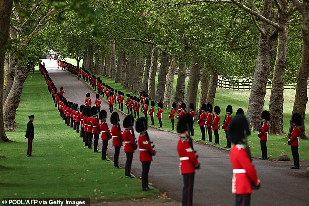 The route ahead of the carriage procession for Donald Trump in Windsor this afternoon