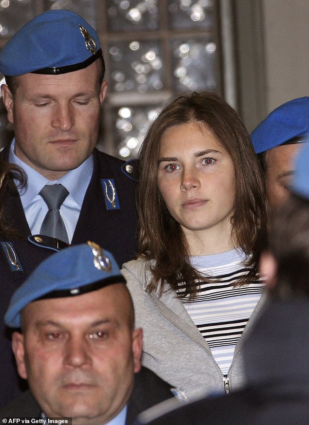 During the podcast, Knox (pictured in 2009) opened up about being wrongfully arrested and charged with the murder of her British housemate, Meredith Kercher, in 2007