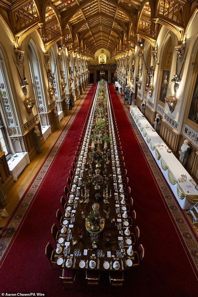 Staff had started putting the 42.32 metre - or 51.75 yard - long table together a week ago
