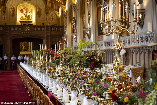 A view of the banquet table in St George's Hall, Windsor Castle