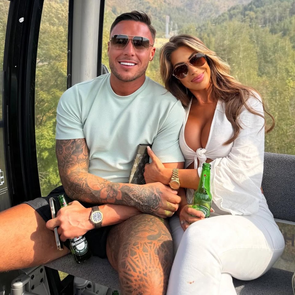 Alex Spinney and Chloe Ferry on a cable car.