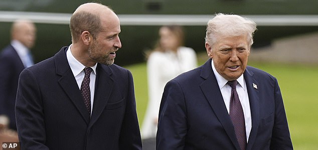 Britain's Prince William receives President Donald Trump at Windsor Castle in Windsor, England, Wednesday Sept. 17, 2025. (Aaron Chown/Pool Photo via AP)