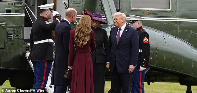 The Prince and Princess of Wales (left) receive US President Donald Trump and First Lady Melania Trump at Windsor Castle in Windsor, Berkshire, on day one of their second state visit to the UK. . Picture date: Wednesday September 17, 2025. PA Photo. Photo credit should read: Aaron Chown/PA Wire