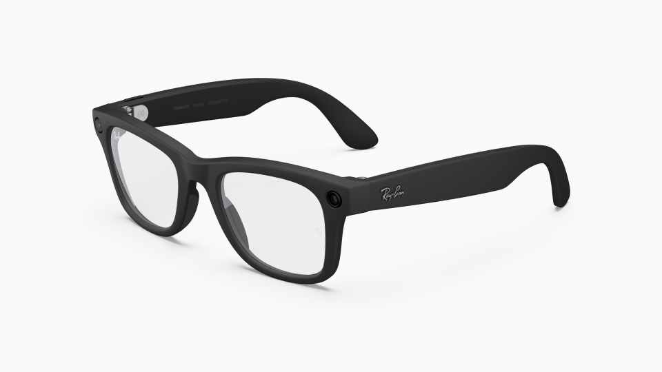 Ray-Ban Meta Wayfarer Gen 2 Smart Glasses in Matte Black with Clear Lenses.