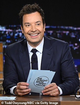 Trump implored NBC to axe Jimmy Fallon, pictured, and Seth Myers, 'two total losers, on Fake News NBC'