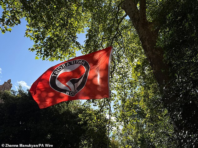The White House is seeking to identify organizations suspected of targeting conservatives and right-wing causes (pictured: an anti-fascist flag)
