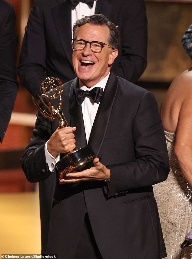Kimmel's fellow host Stephen Colbert, whose Late Show was cancelled in July and will end in 2026, is looking to have him as a guest, as they are both 'in the same predicament with being against the Trump administration'; Colbert pictured September 14