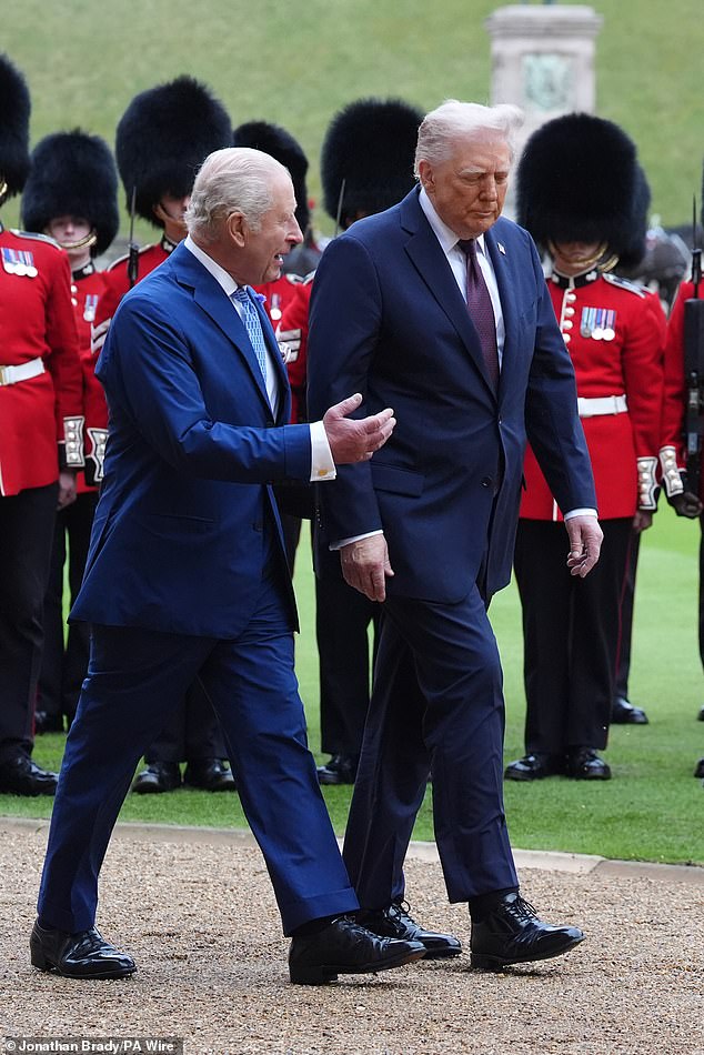 The Trumps were then greeted by the King on the steps of Victoria House, home of the head gardener back in the days when Windsor grew its own food