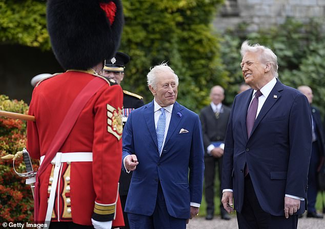The King jokes with President Trump: 'Watch the sword'