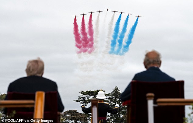 President Donald Trump and King Charles III shared a joke as they watched a display by the Red Arrows