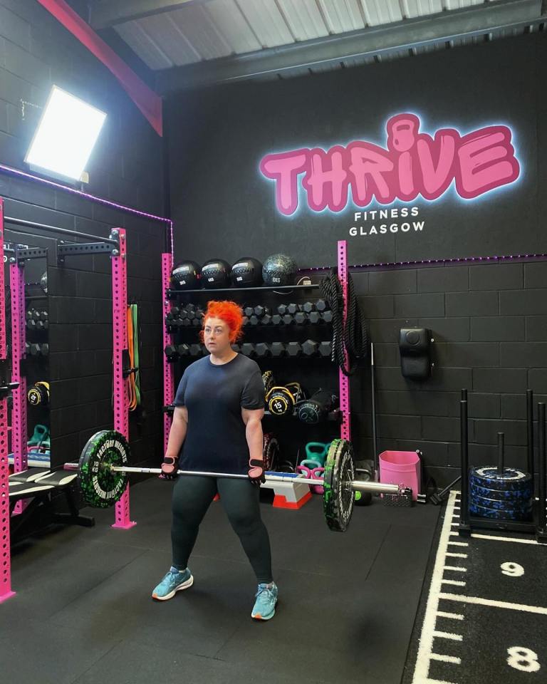 Michelle McManus working out at Thrive Fitness Glasgow.