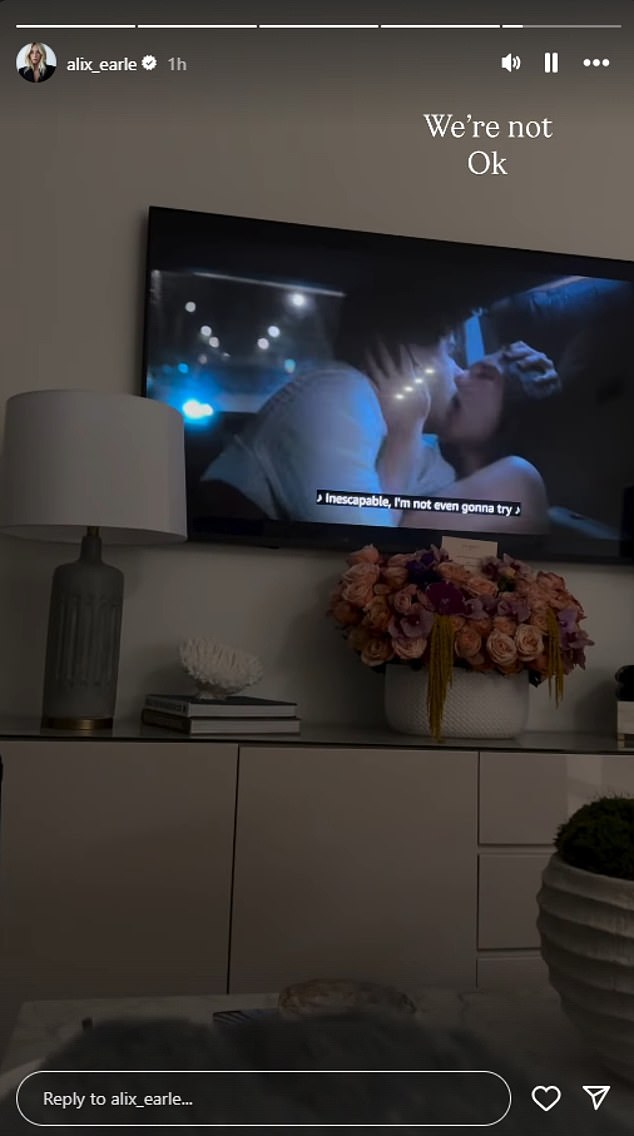 Alix Earle was giddy with joy over the passionate kissing scene between Belly and Conrad, as she shared a video of her and her pals watching the finale episode and admitted: 'We're not Ok'