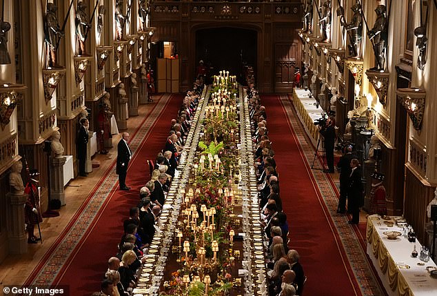The state banquet was hosted by King Charles III and members of the Royal Family last night