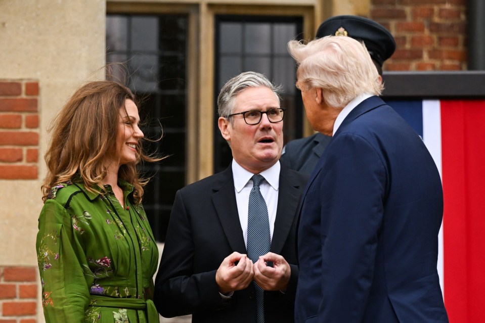 British Prime Minister Keir Starmer and his wife, Victoria Starmer, welcoming US President Donald Trump.