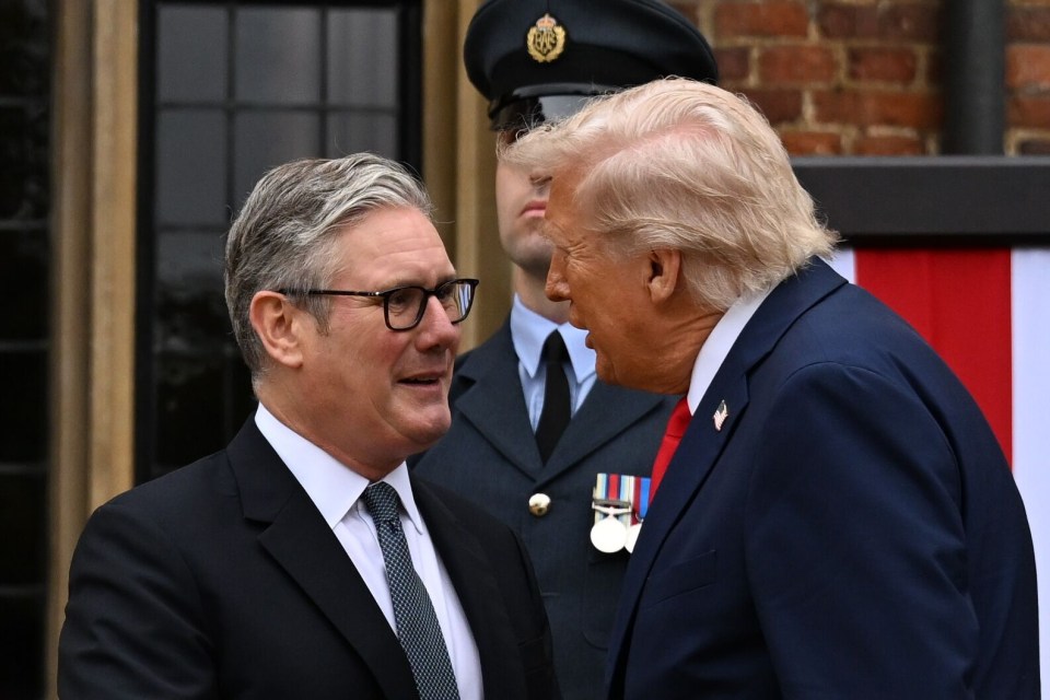 British Prime Minister Keir Starmer welcoming US President Donald Trump.