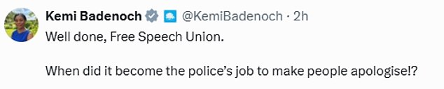 Conservative leader Kemi Badenoch this morning weighed into the debate,