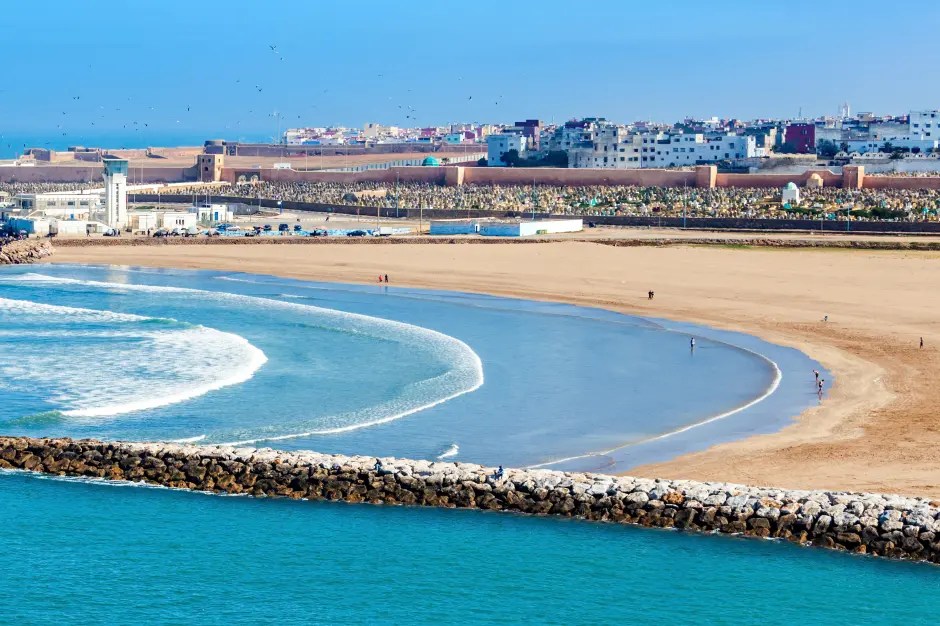 Aerial panoramic view of Rabat beach.