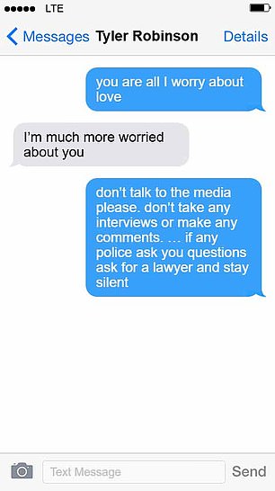 Robinson allegedly called Lance Twiggs 'my love' in texts