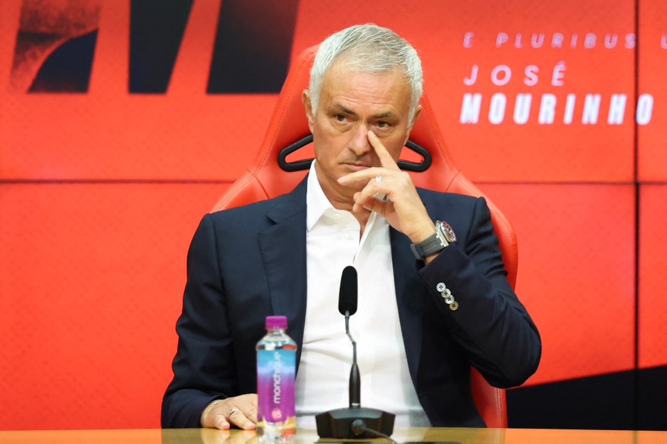 Portuguese coach Jose Mourinho at a press conference.