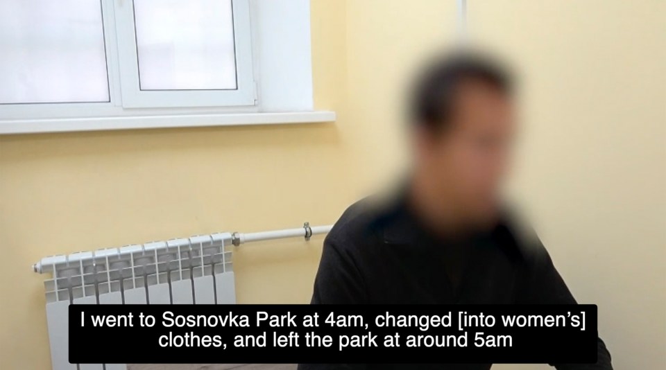 A man wearing a black shirt, with his face blurred, sits indoors with a caption in English detailing his activity.