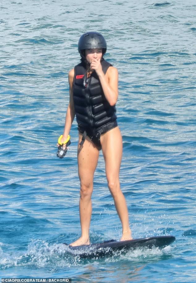 The group had fun on water scooters