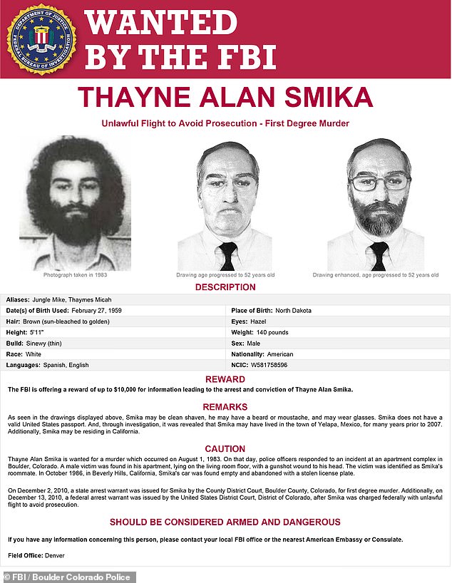 The FBI issued a $10,000 reward for Smika’s capture in 2012 after multiple witnesses reported seeing him in California and police recovered his car - fueling theories he may have fled to Mexico