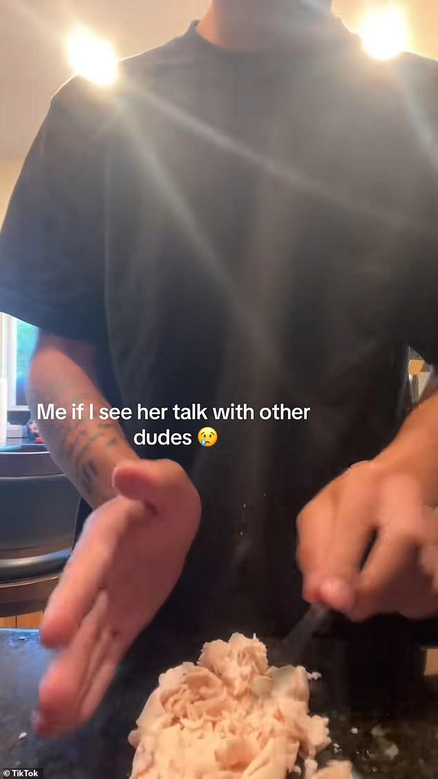 D4vd purportedly reposted a TikTok clip showing a man chopping up lunchmeat, suggesting that was the proper way to deal with a love interest who was 'talking to other' people
