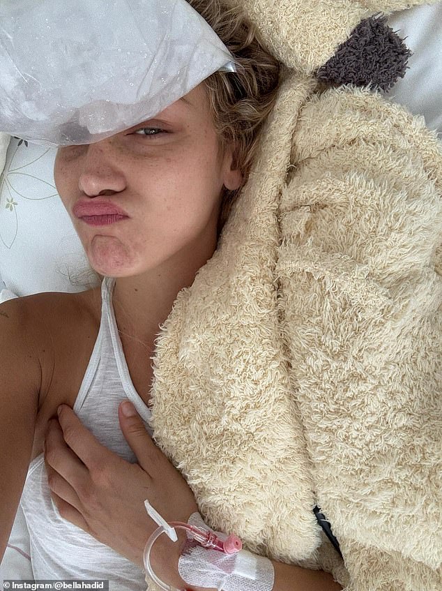 Kourtney Kardashian, Candice Swanepoel , Helena Christensen and Elle Macpherson hit the like button. In this image she was seen with a bag of ice on her forehead